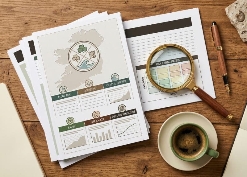 PropertyPack report with magnifying glass showing detailed property risk analysis