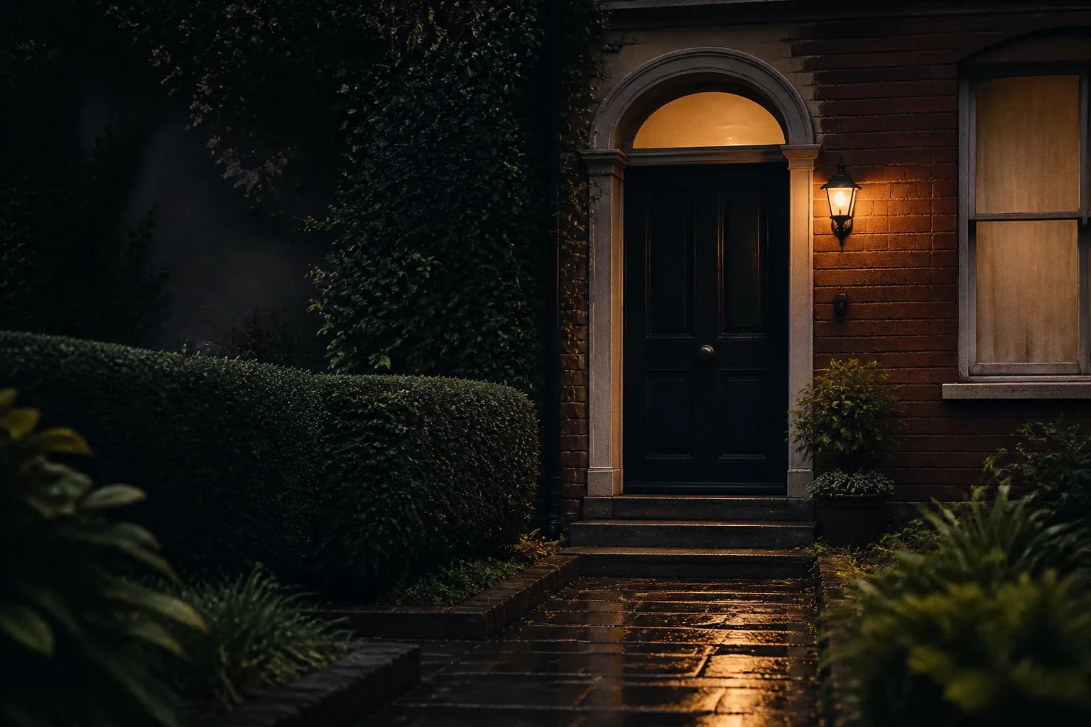 Illustrative Irish front door after rain